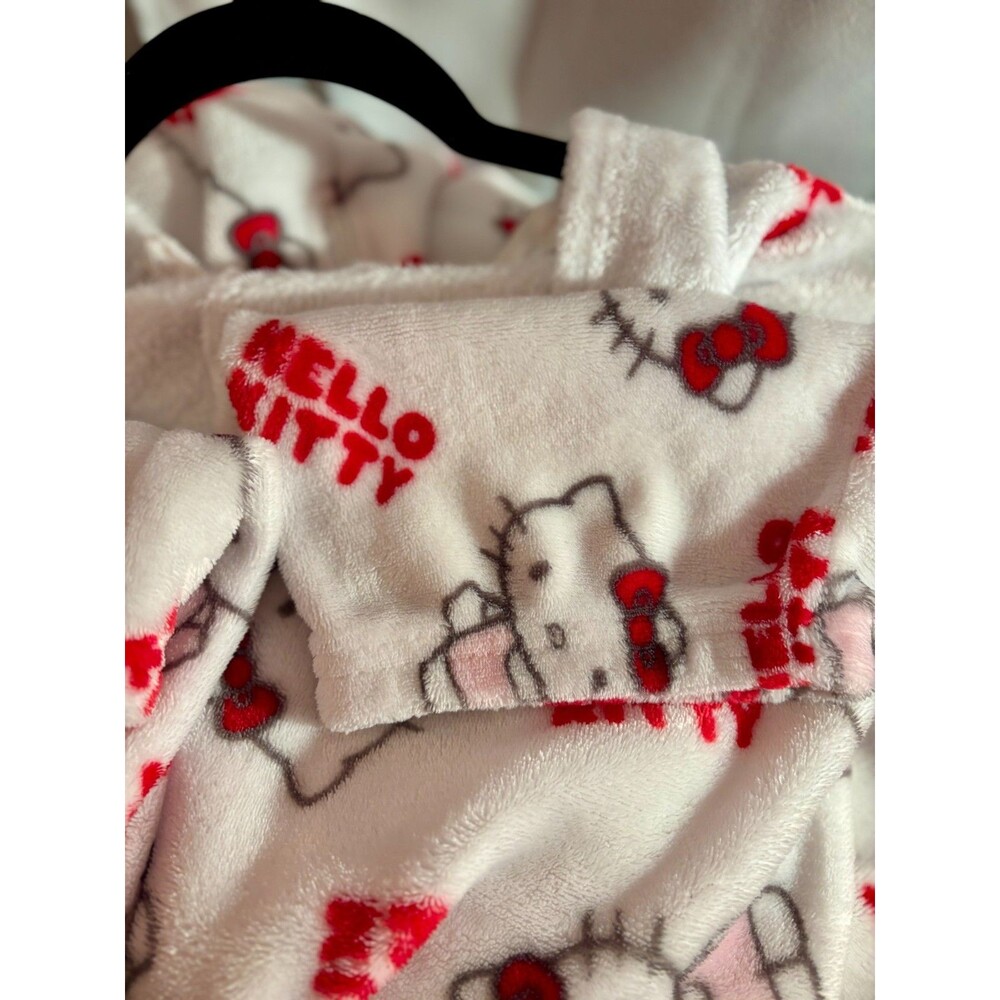 Hello Kitty Adult XL Fleece Hood One-Piece Zip up Pajamas Sleepwear Sanrio - Picture 7 of 7